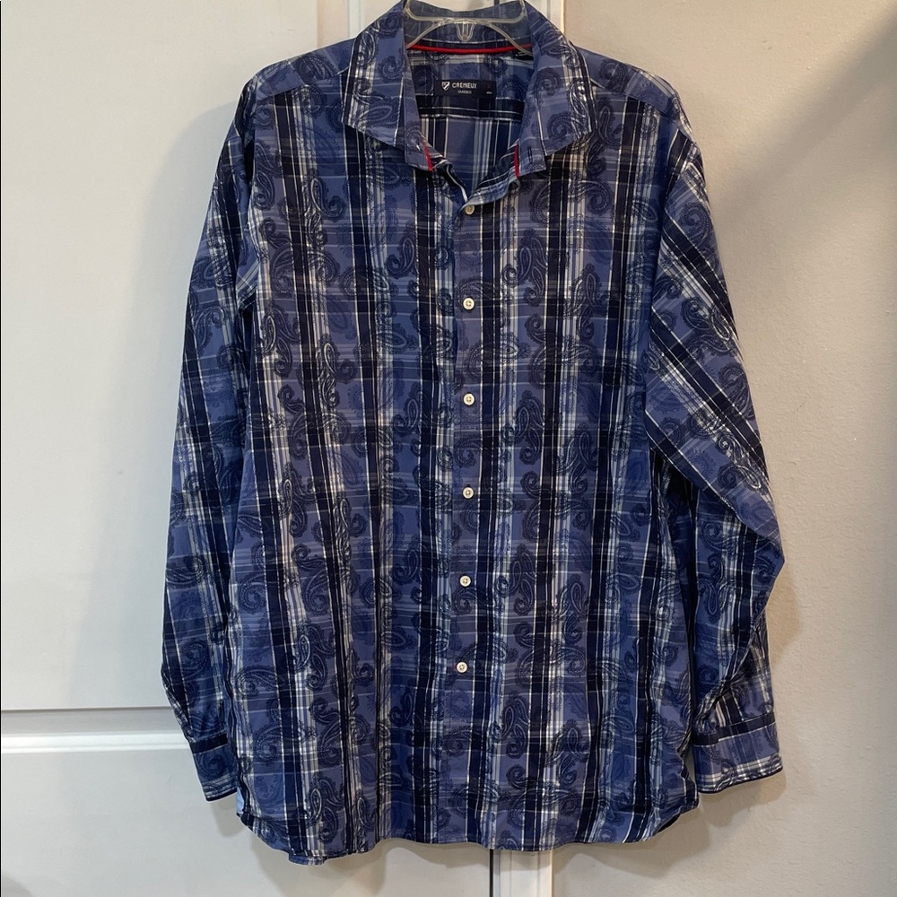 Men's Blue Plaid Paisley Shirt